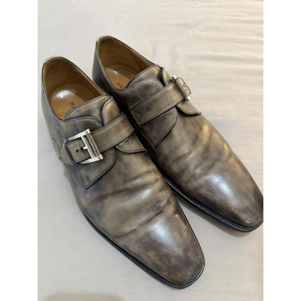 Magnanni Marco II Mens 10M Brown Leather Dress Shoes Single Monk Strap Buckle